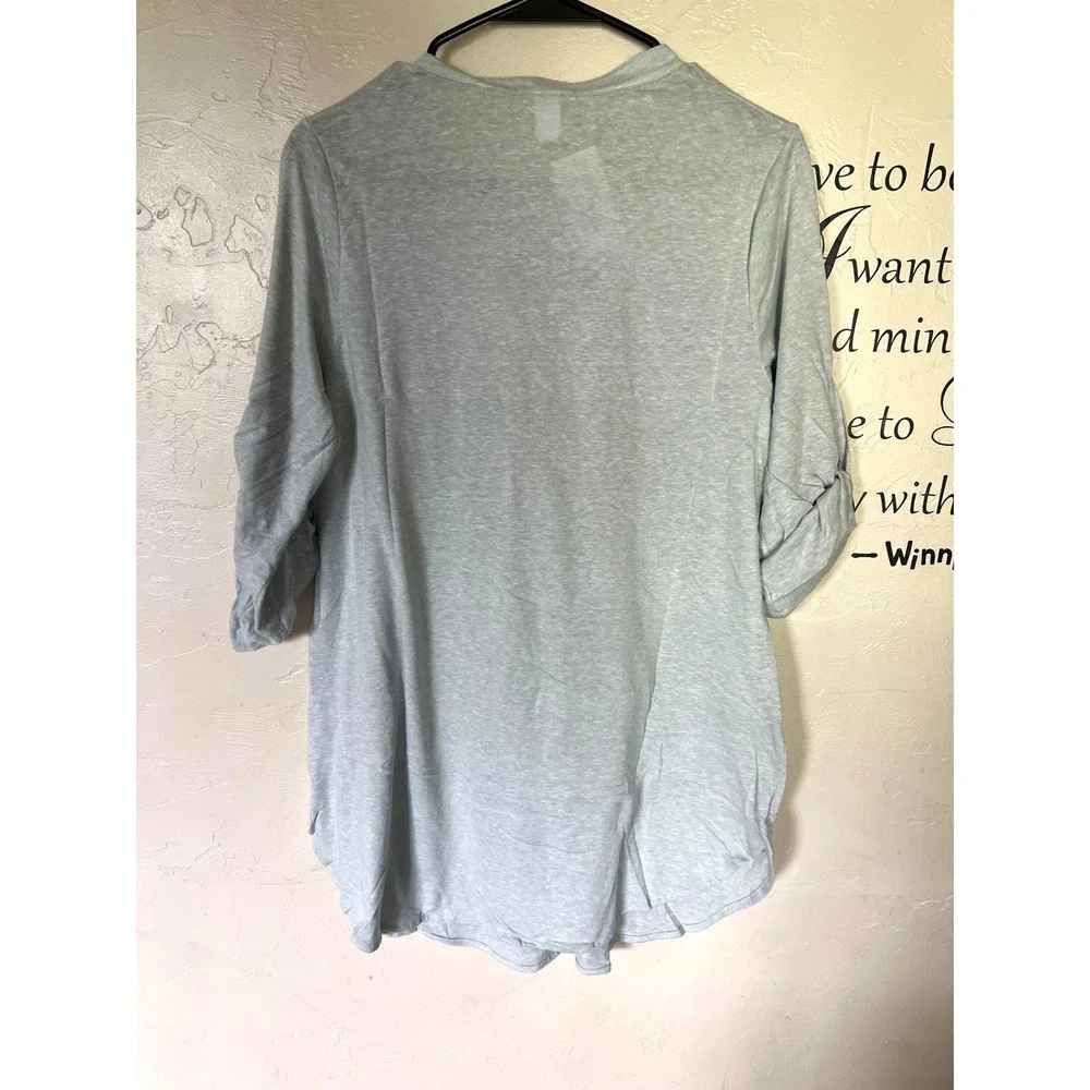 Eberjey Heather Grey Drawstring Tunic Top Roll Sleep Small NEW Lounge Coastal - Picture 2 of 6